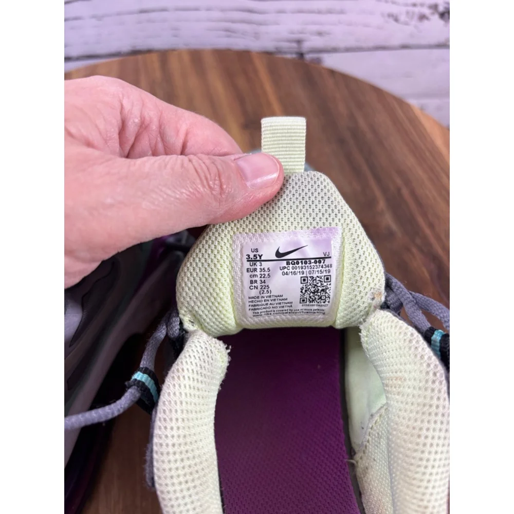 Girls Nike Air Max 270 React Sneakers 3.5Y Grey Mint Green Purple